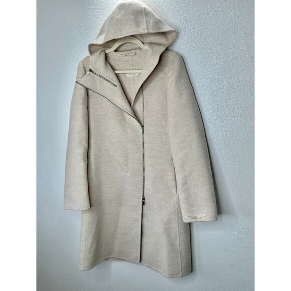 S Max Mara Tan Long Sleeve Front Zip Hooded Wool Angora Shacket 8 - Picture 8 of 16